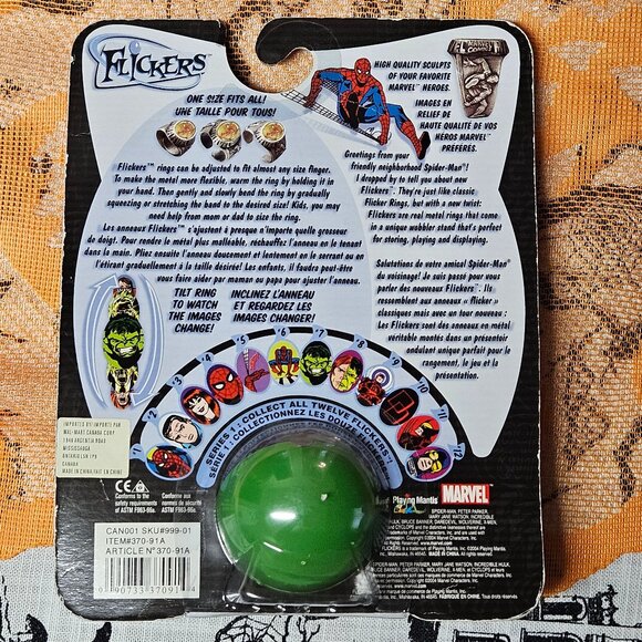 Marvel Flickers Incredible Hulk Collectible Metal Ring #7 Series 1 2004 - Picture 2 of 4